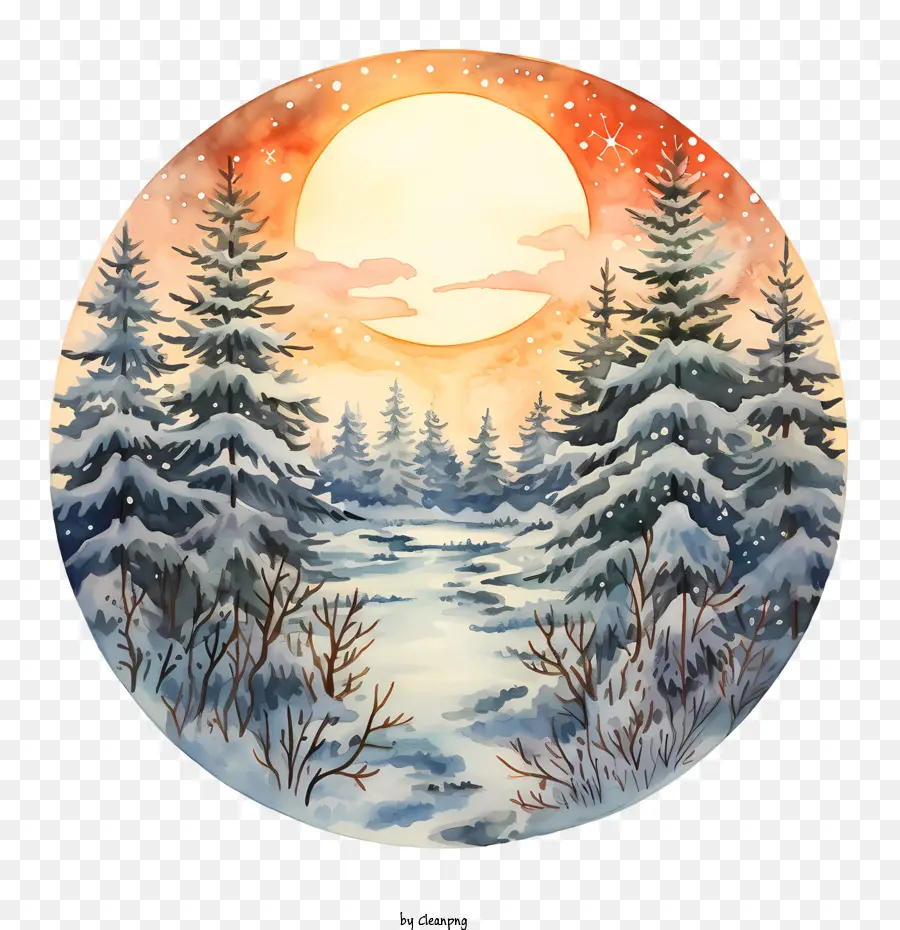 Solstice De Décembre，Paysage D'hiver PNG