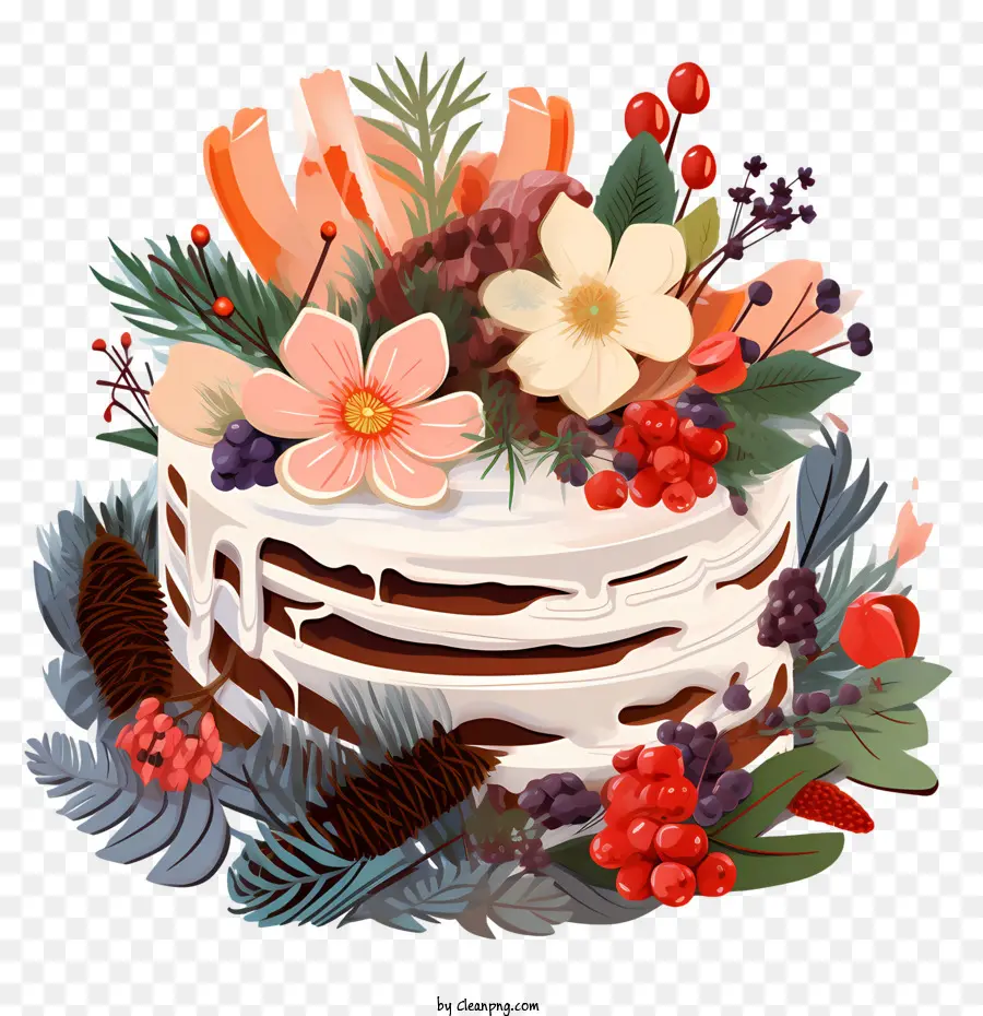 Gâteau De Noël，Gâteau Décoré PNG