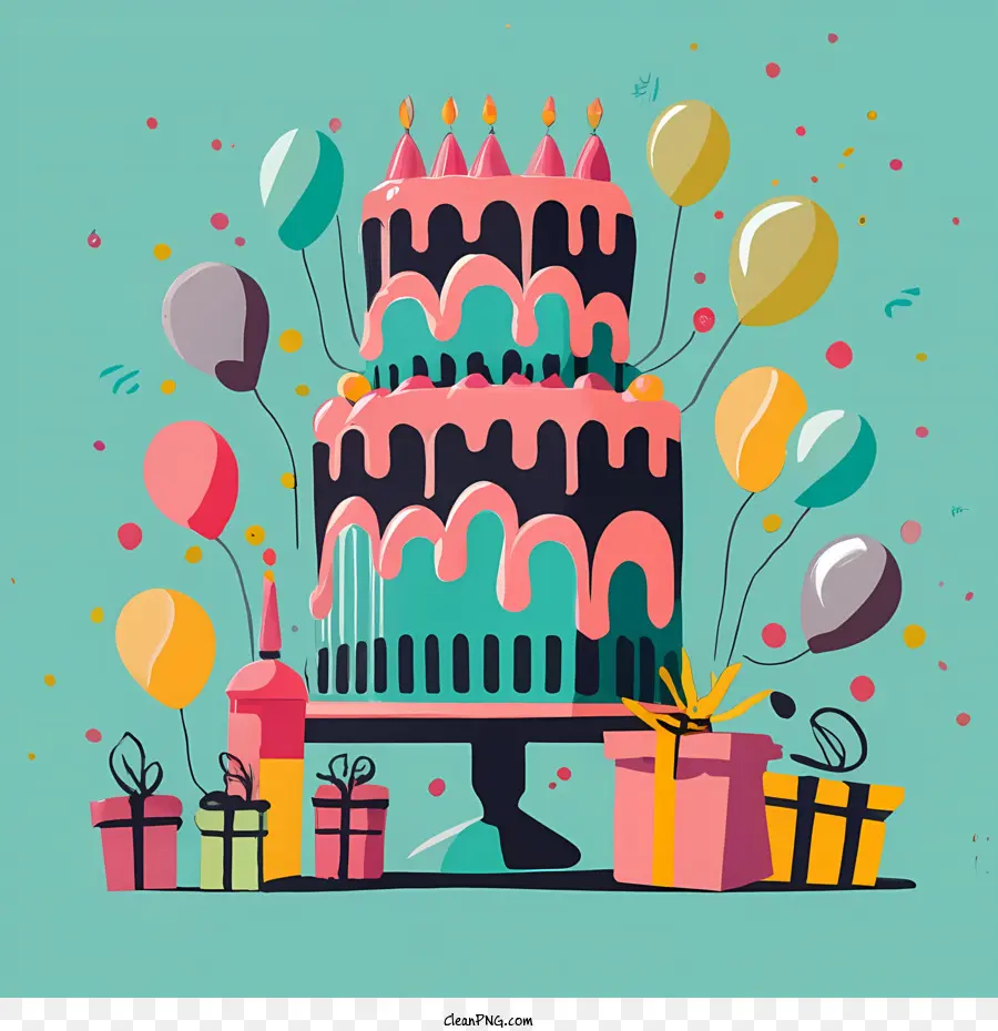 Gâteau D'anniversaire，Ballons PNG