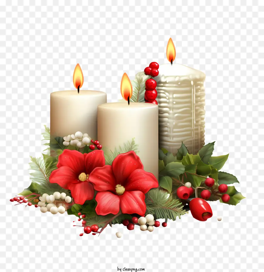 Bougie De Noël，Bougies Blanches PNG