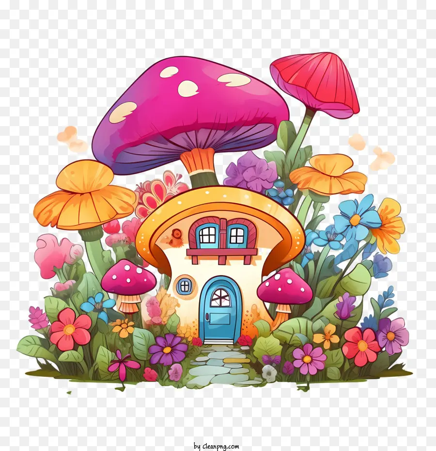 Maison Champignon，Illustration Fantastique PNG