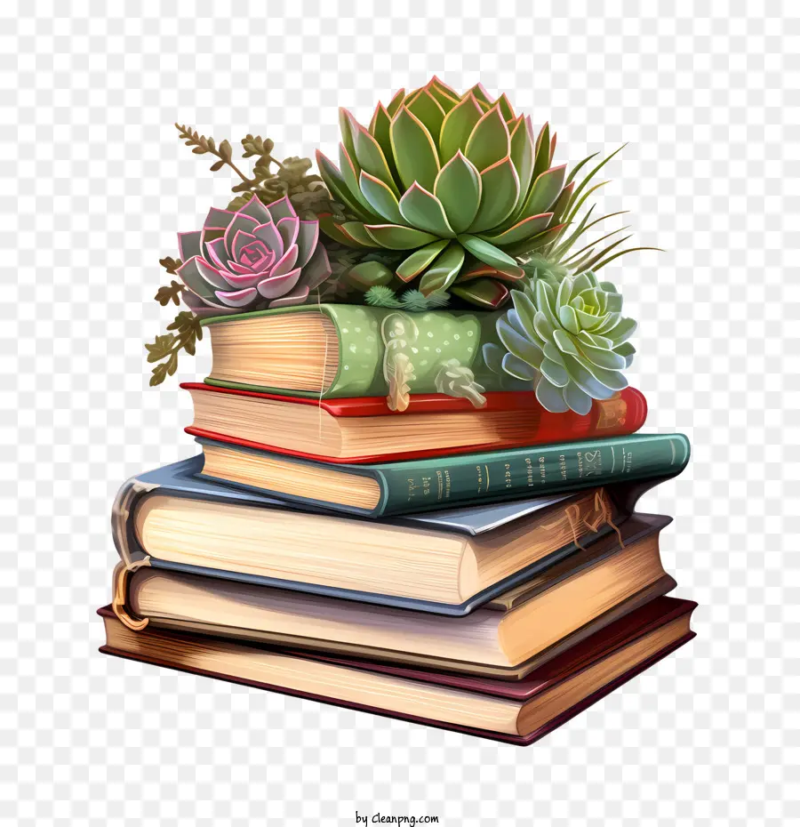 Journée Nationale Du Dictionnaire，Livres Et Plantes Grasses PNG