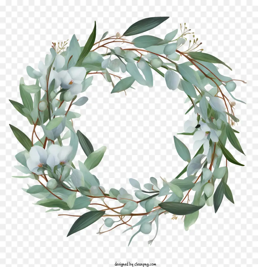 Couronne D'eucalyptus，Couronne Florale PNG