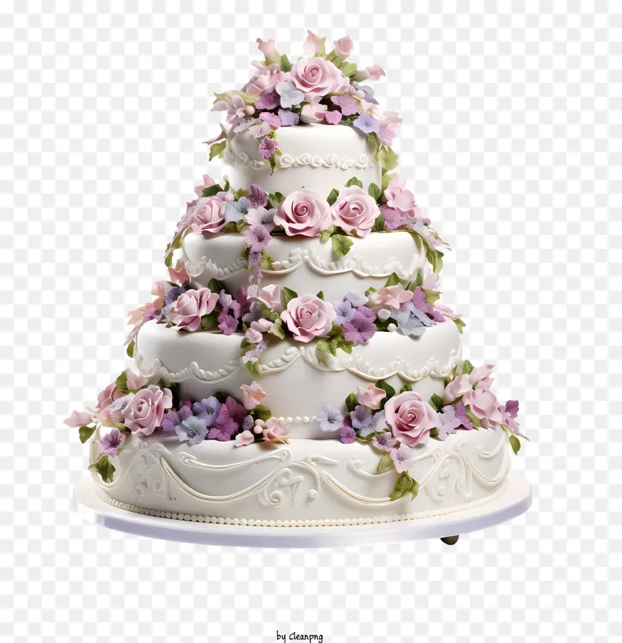 Gâteau De Mariage，Fleurs PNG