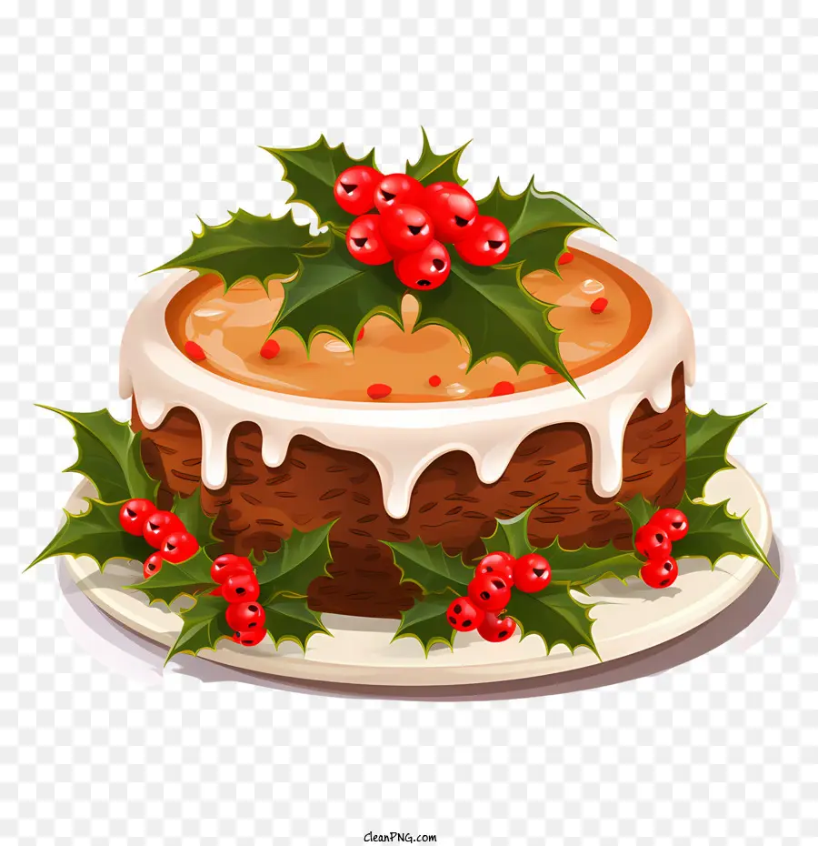Gâteau De Noël，Feuilles De Houx PNG