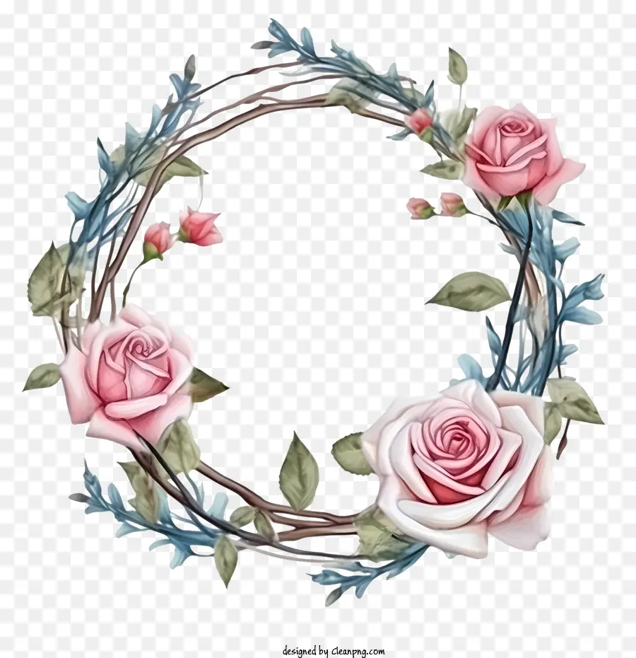 Couronne De Roses，Cadre Floral PNG