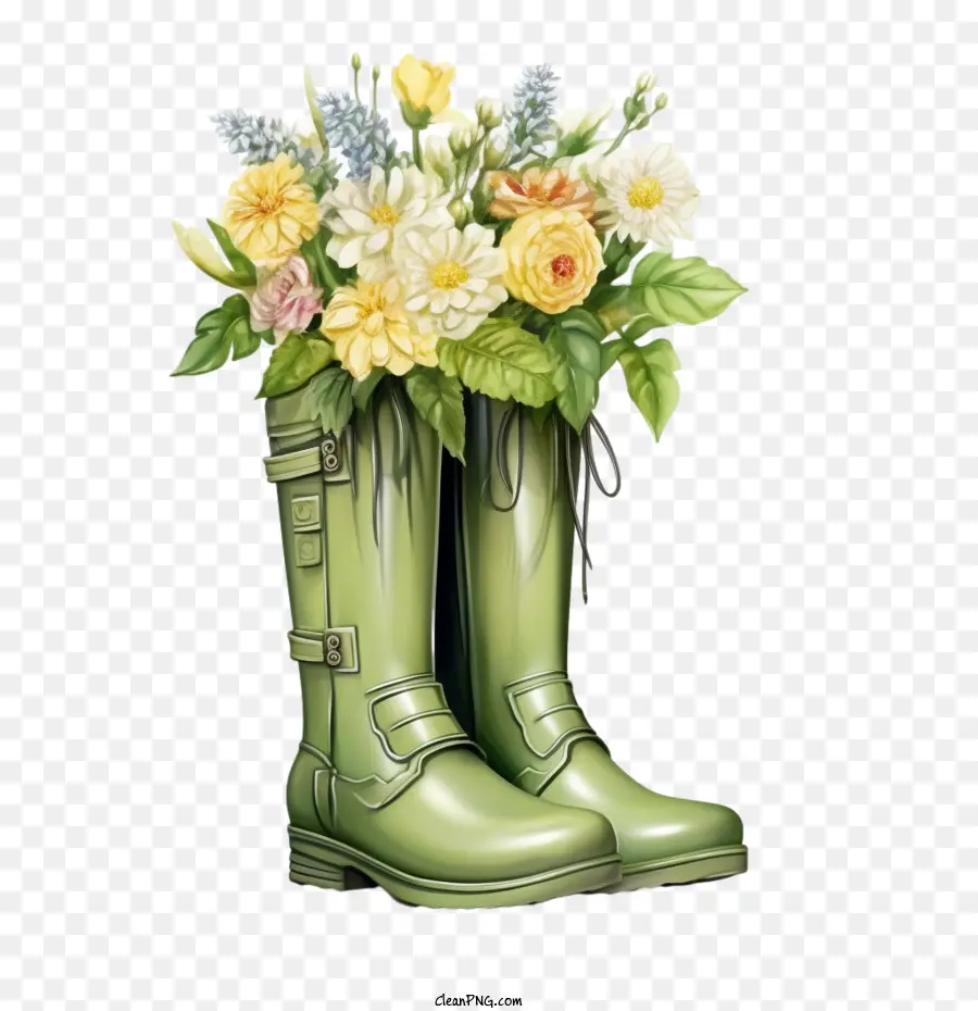 Bottes En Caoutchouc，Wellies Verts PNG