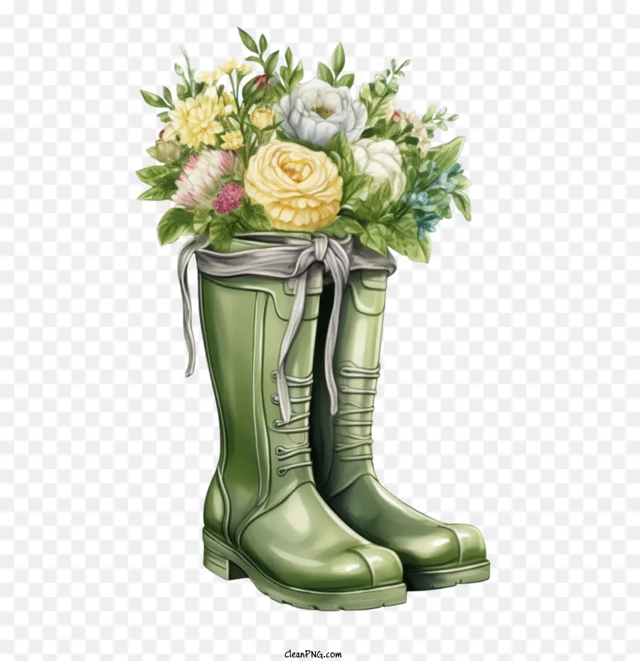 Bottes En Caoutchouc，Wellingtons Verts PNG