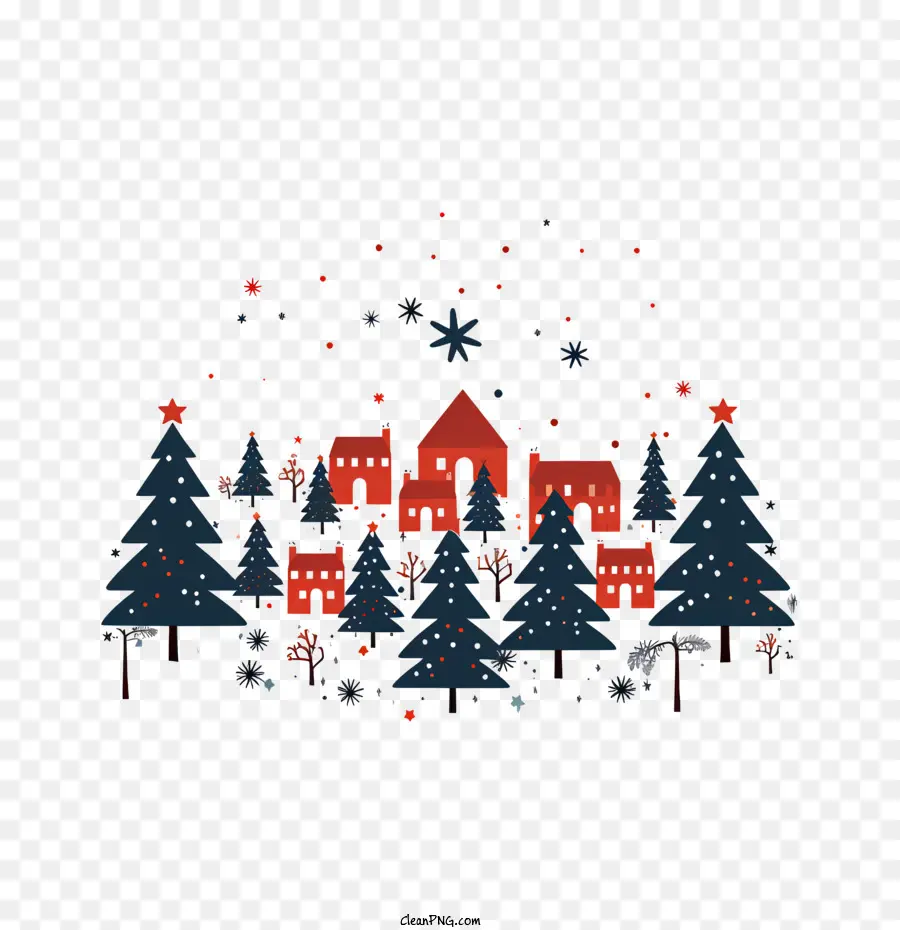 Jour De La Carte De Noël，Village D'hiver PNG