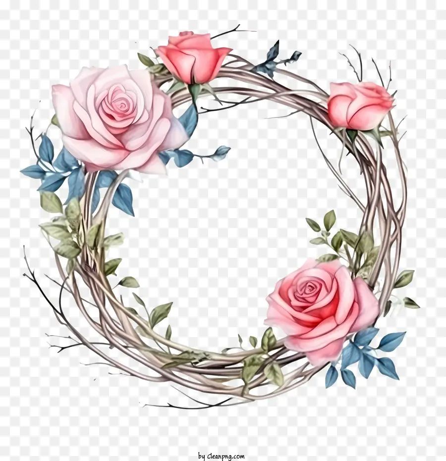 Couronne De Roses，Couronne Florale PNG