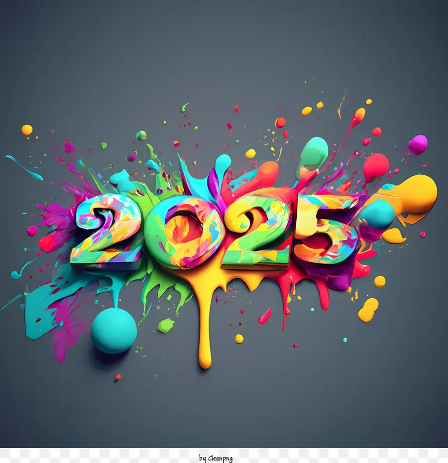 Bonne Année 2025，Art Des Mots 2025 PNG