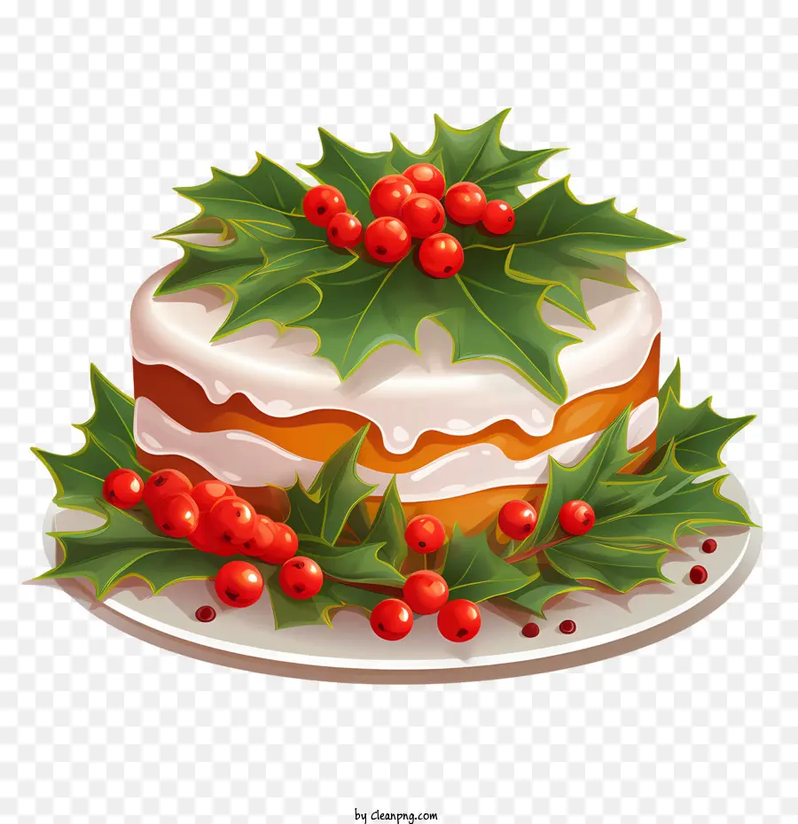 Gâteau De Noël，Les Baies De Houx PNG