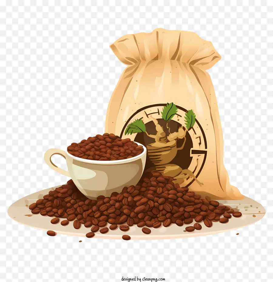 Café En Grains，Sac PNG