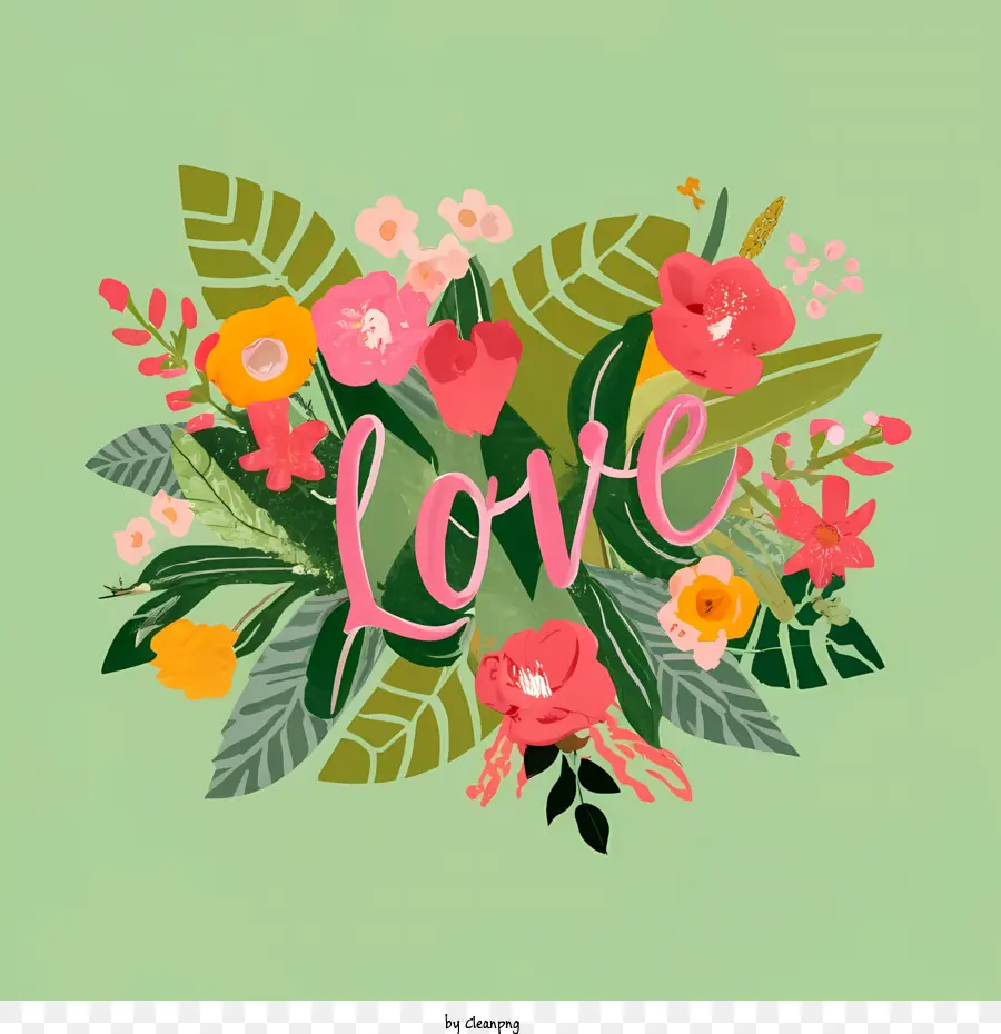 L'amour Word Art，Fleurs PNG