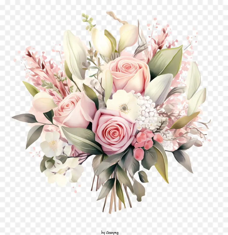 Bouquet De Mariage，Fleurs Roses PNG