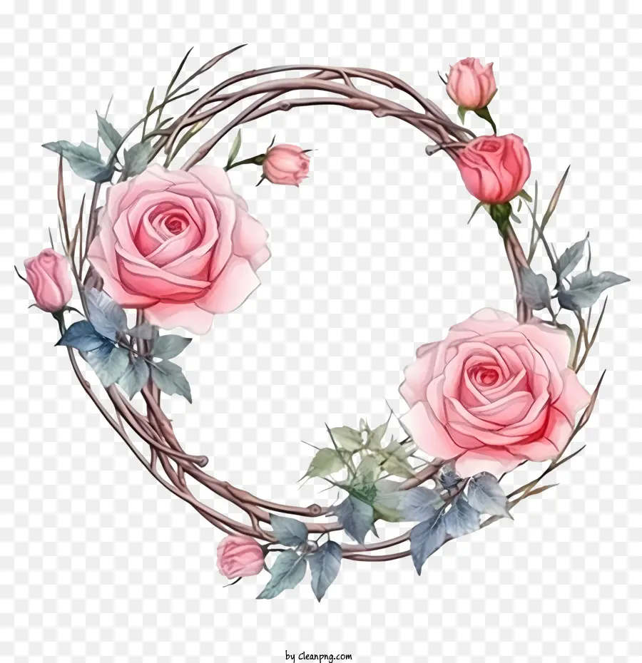 Couronne De Roses，Couronne Florale PNG