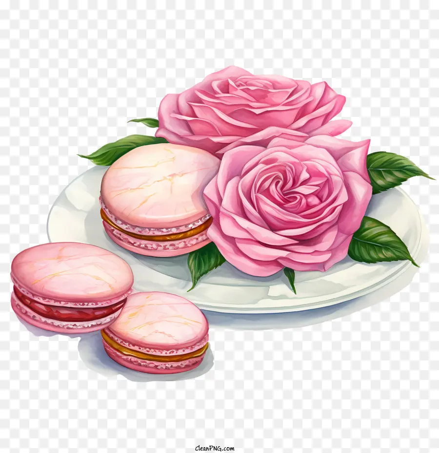 Macaron à La Journée，Les Roses Roses PNG