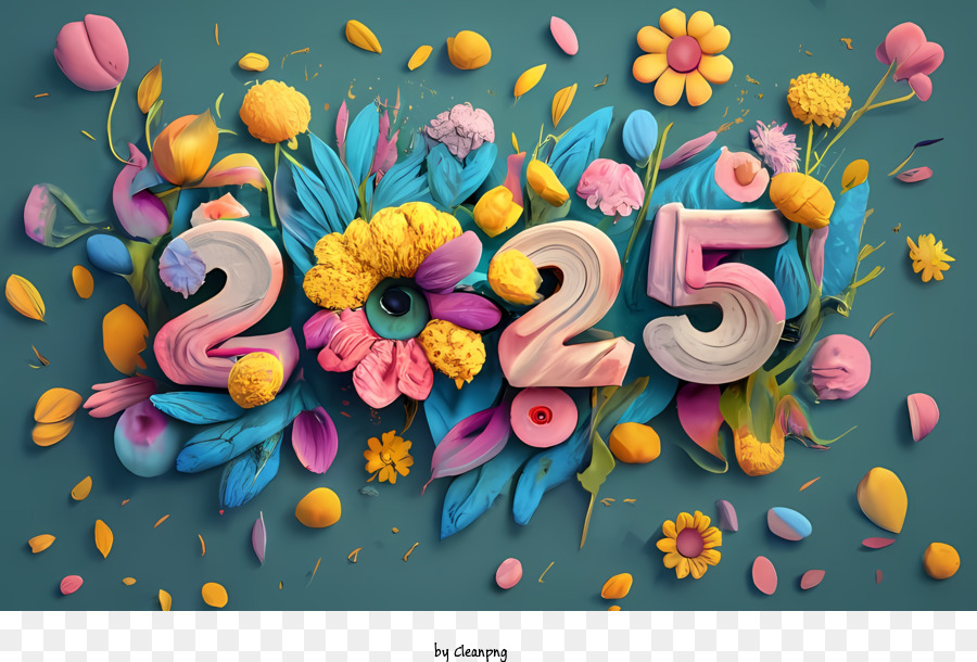 2025 Bonne Année, Fleurs, Célébration PNG 2025 Bonne Année, Fleurs