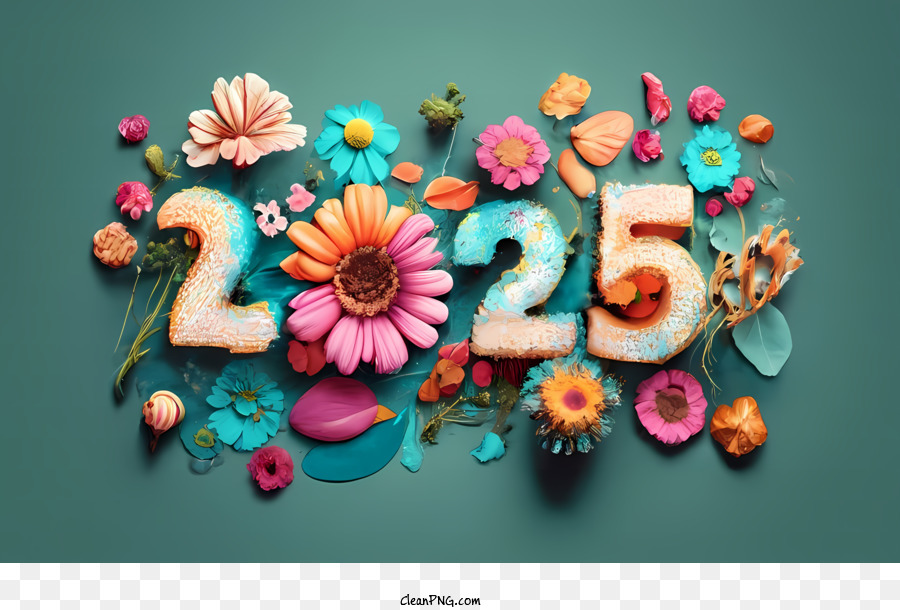 2025 Bonne Année, Les Numéros De, Fleurs PNG 2025 Bonne Année, Les