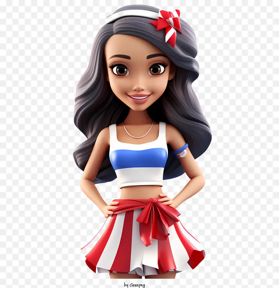 Fête De L'indépendance Du Costa Rica，Fille Animée En Tenue Rouge Et Blanche PNG