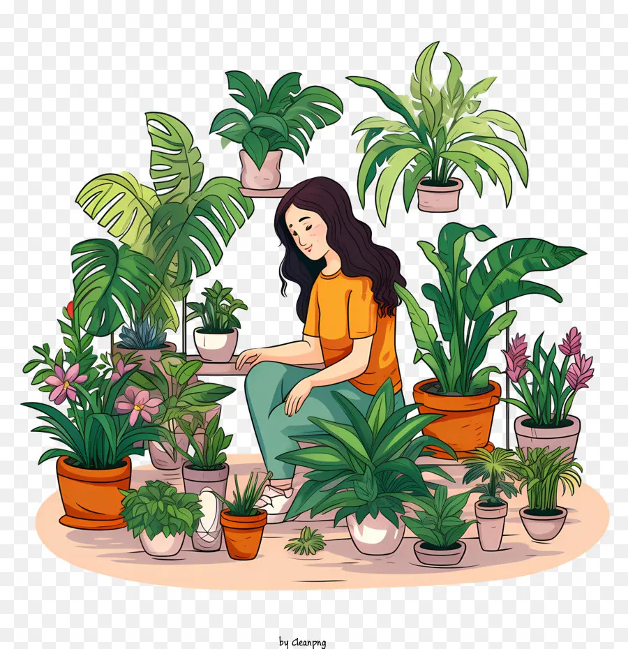 Journée D'appréciation Des Plantes D'intérieur，Femme PNG