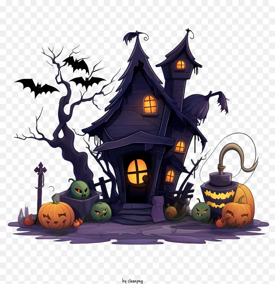 Maison Hantée D'halloween，Jolie Maison D'halloween PNG