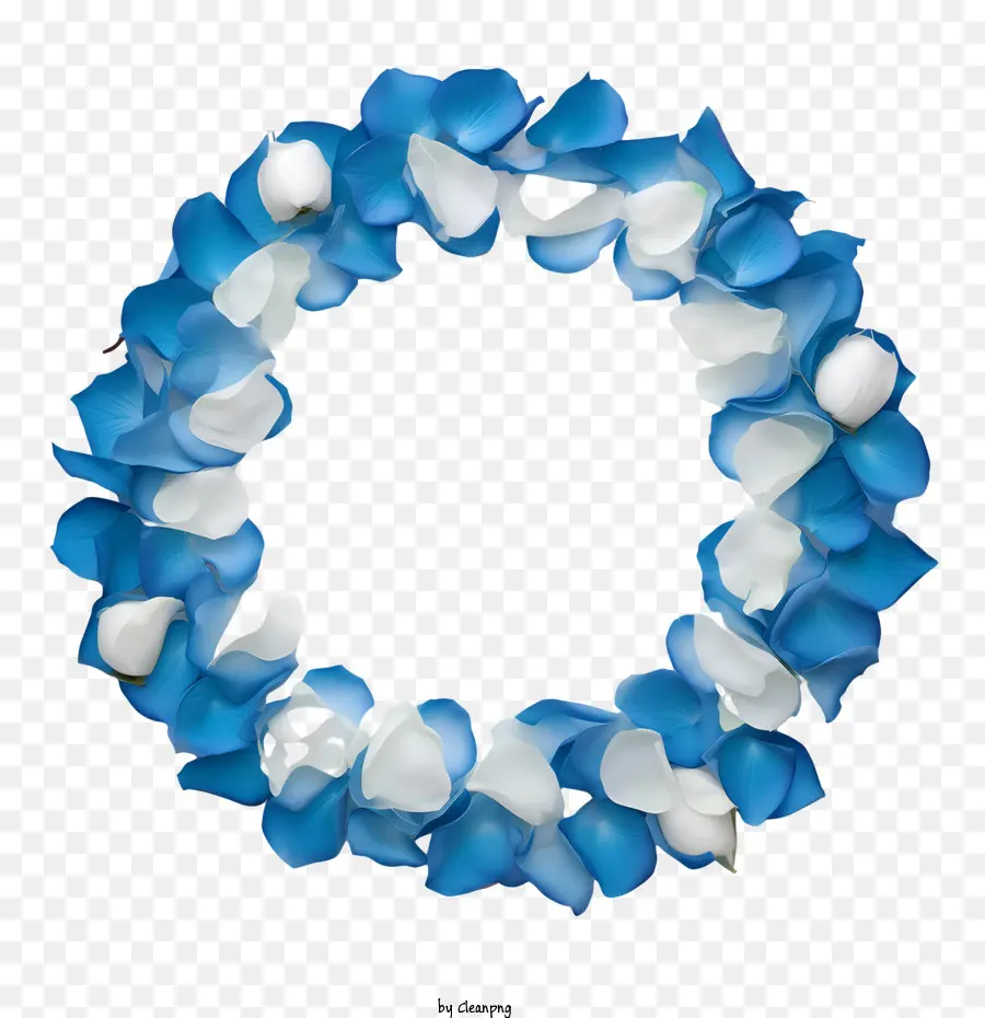 Cadre De Cercle De Pétales De Rose，Couronne De Fleurs Bleues PNG