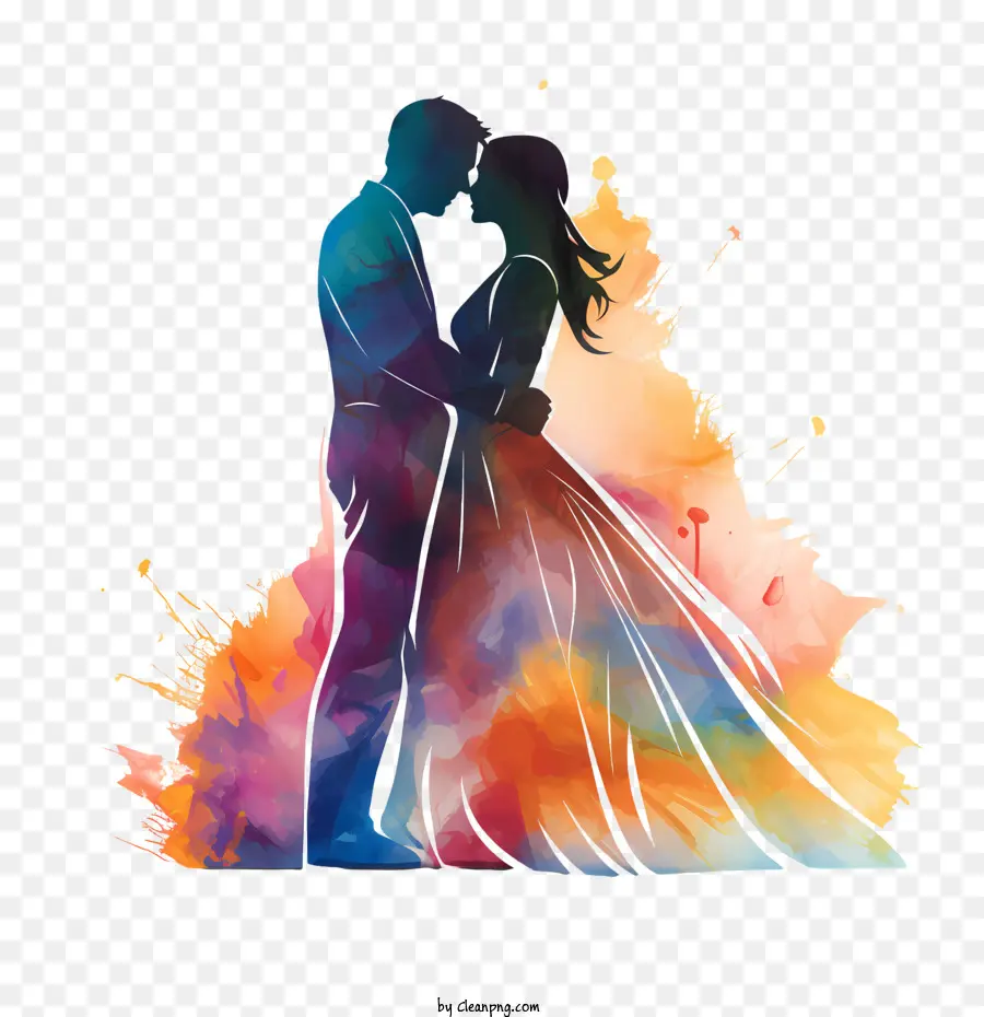 Silhouette De Couple De Mariage，Mariage PNG