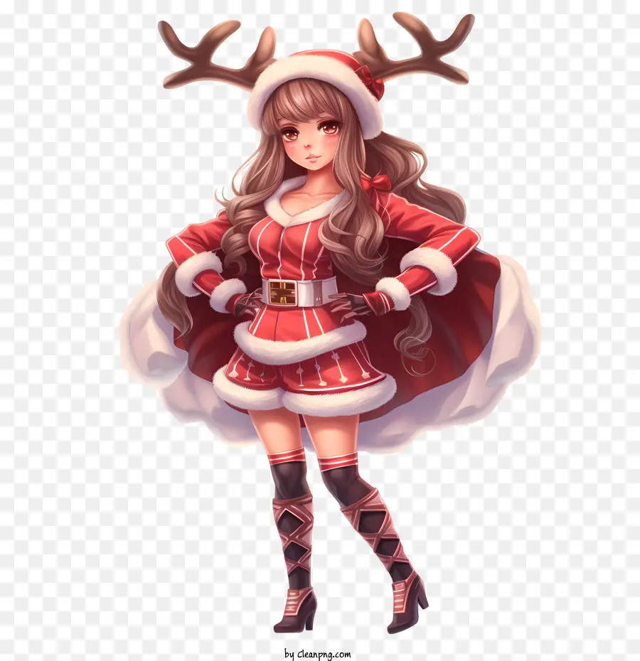 Fille De Noël，Renne PNG