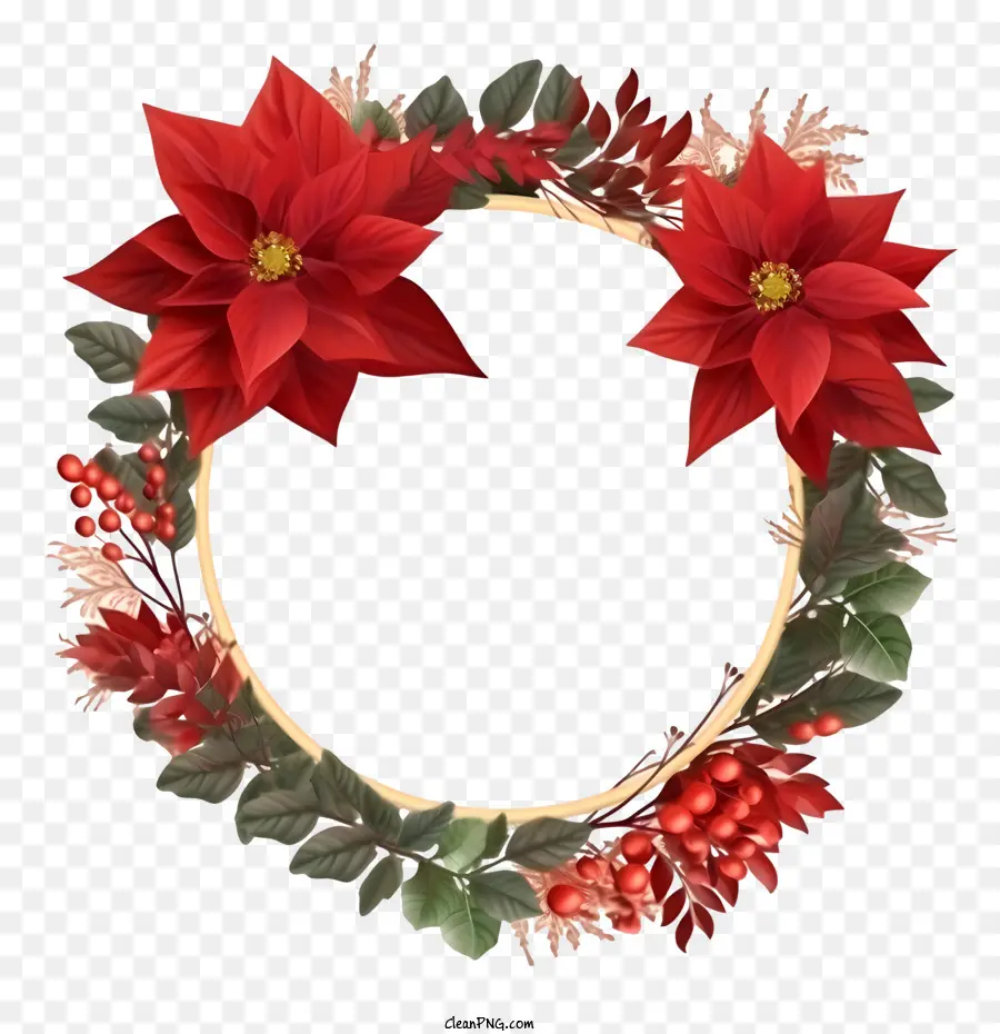 Poinsettia Flower Wreath，Le Houx PNG