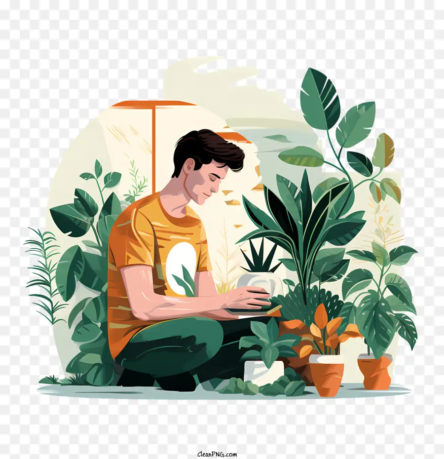 Journée D'appréciation Des Plantes D'intérieur，Homme Avec Des Plantes PNG