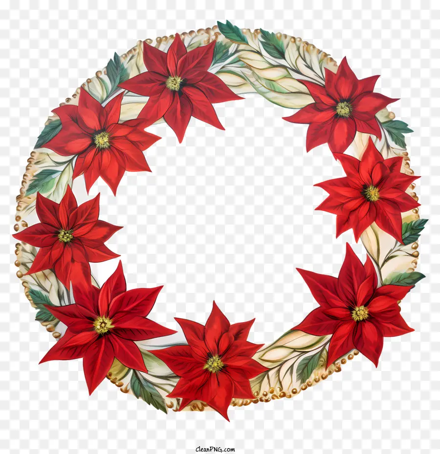 Poinsettia Flower Wreath，Poinsettia Rouge PNG