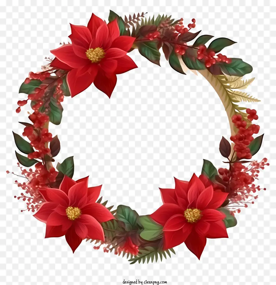 Poinsettia Flower Wreath，Couronne PNG