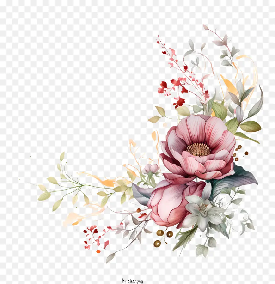 Conception D'invitation Florale De Mariage，Arrangement De Fleurs PNG