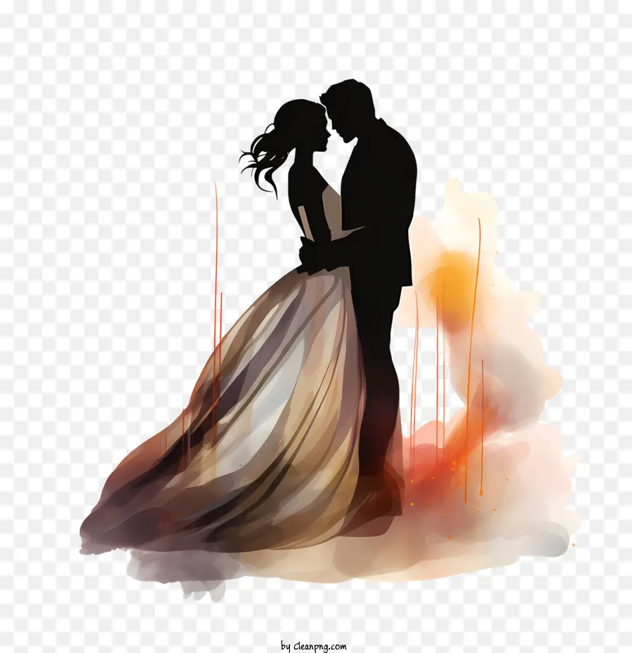 Silhouette De Couple De Mariage，Mariée PNG