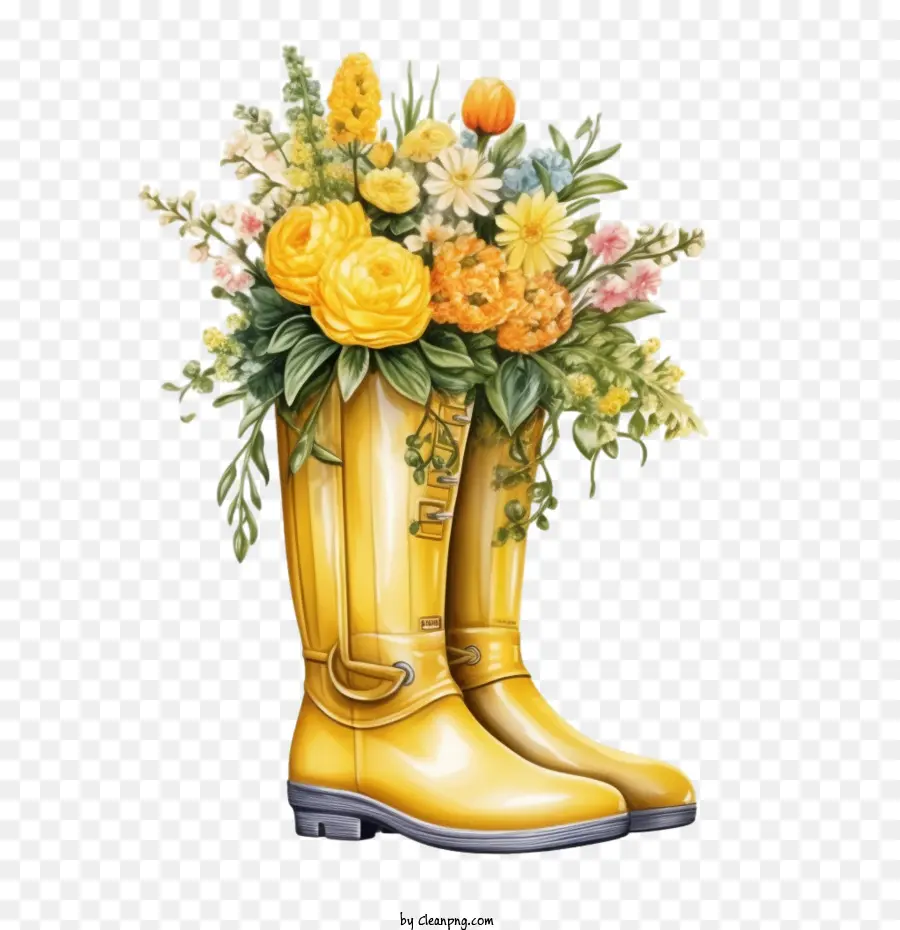 Bottes En Caoutchouc，Jaune Bottes PNG