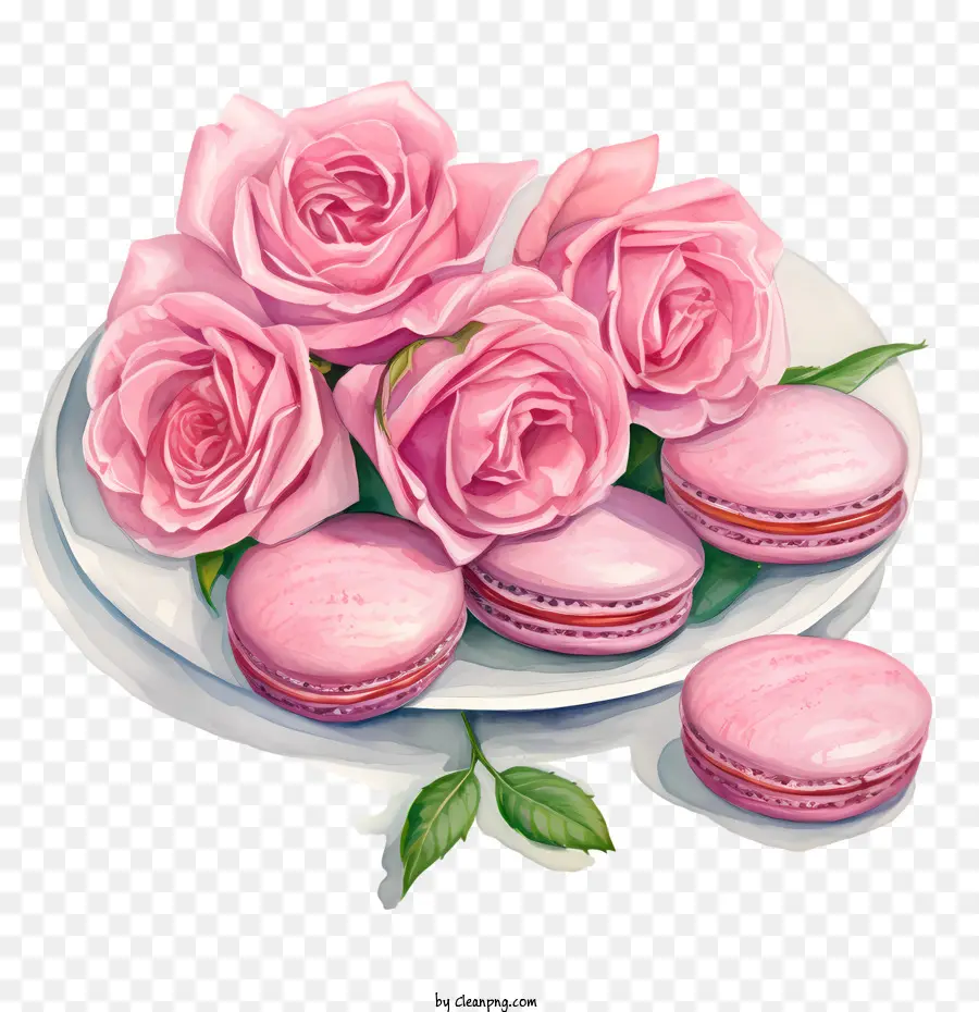 Macaron à La Journée，Les Roses Roses PNG