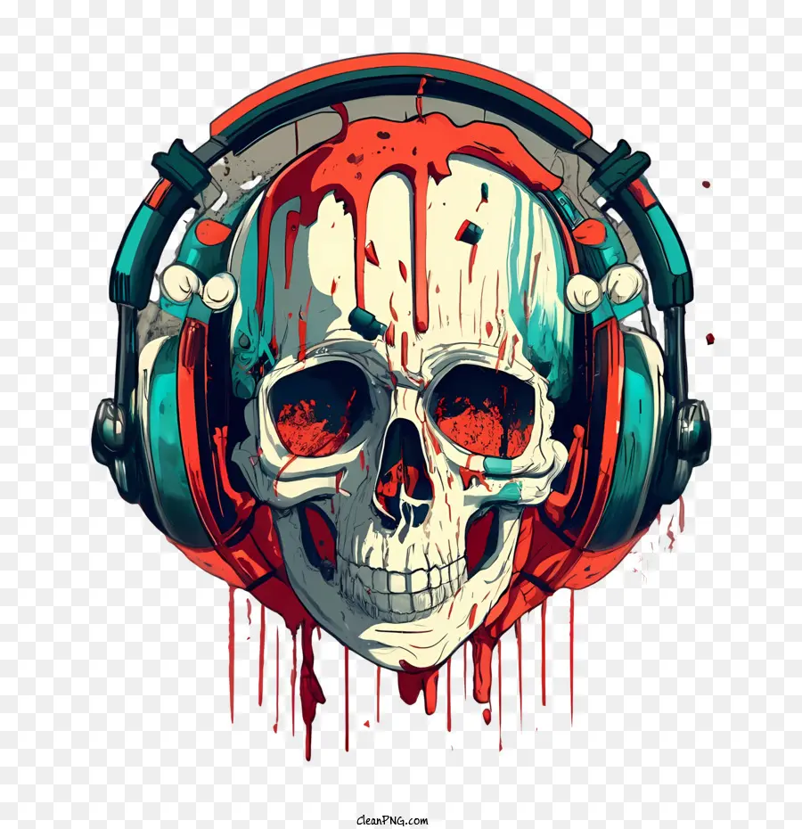 Crâne Portant Des écouteurs，Crâne PNG