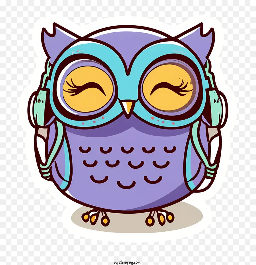 Hibou Portant Des écouteurs，Hibou Violet PNG