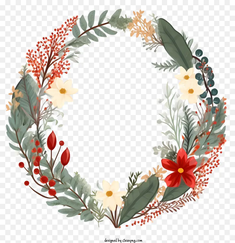 Poinsettia Flower Wreath，Couronne PNG