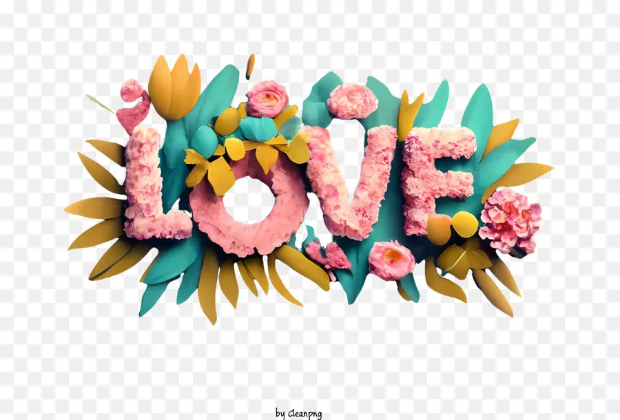 L'art Des Mots D'amour，L'amour Avec Les Fleurs PNG