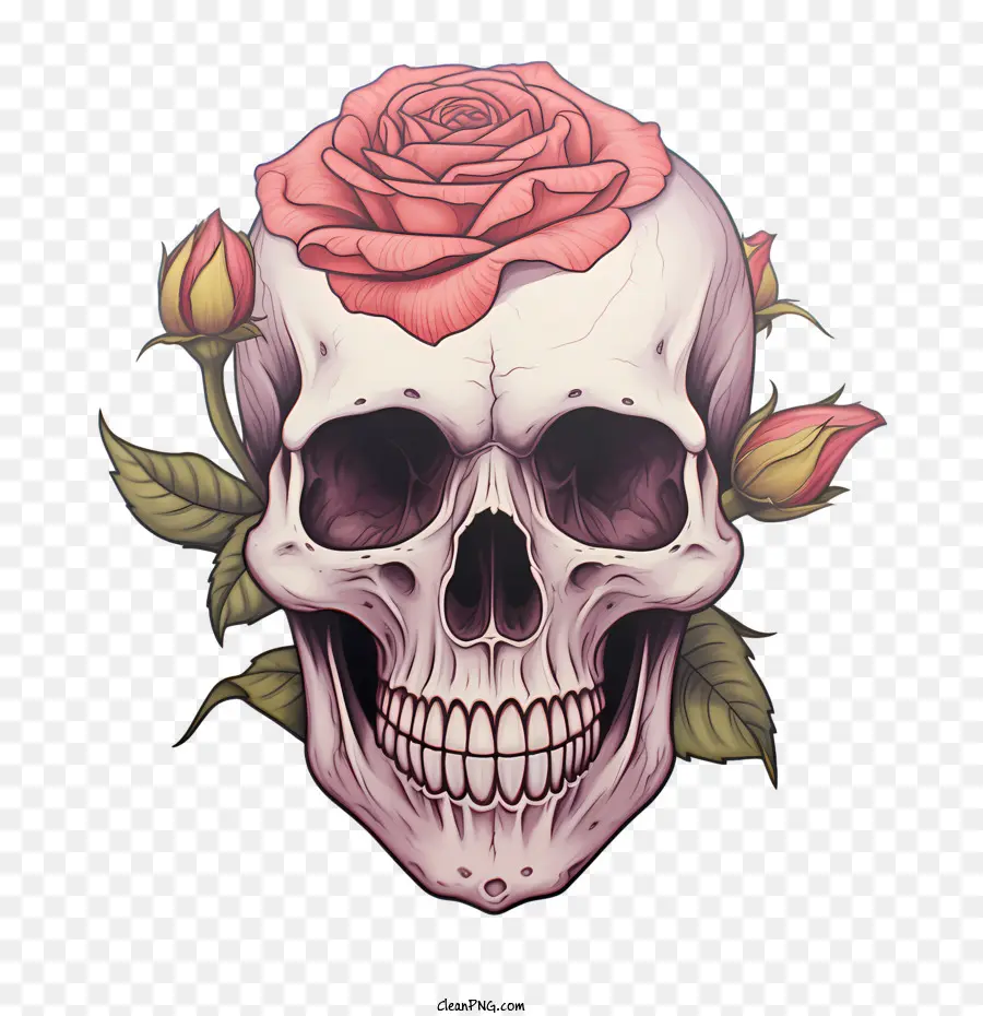 Crâne Rose，Crâne Décoré PNG