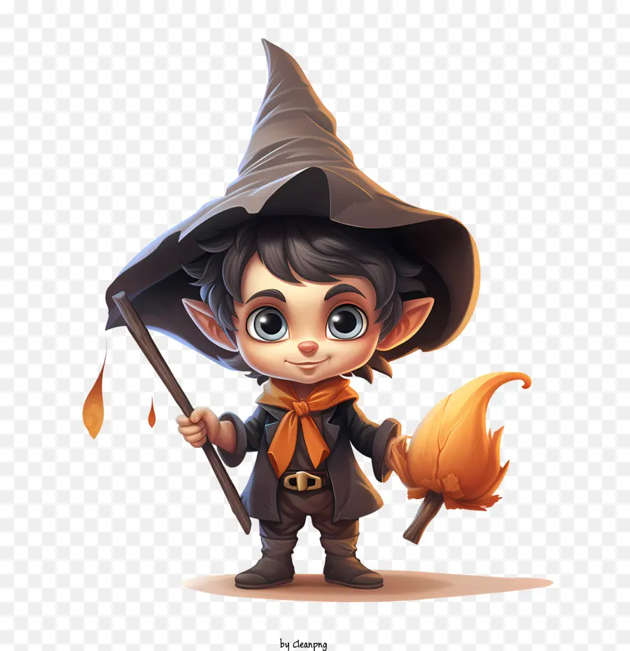 Sorcier D'halloween，Elfe Mignon PNG