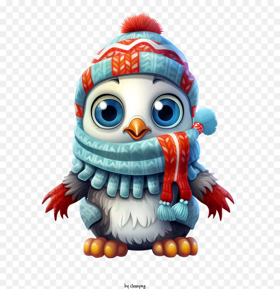 Pingouin De Noël，Pingouin Avec Chapeau D'hiver PNG