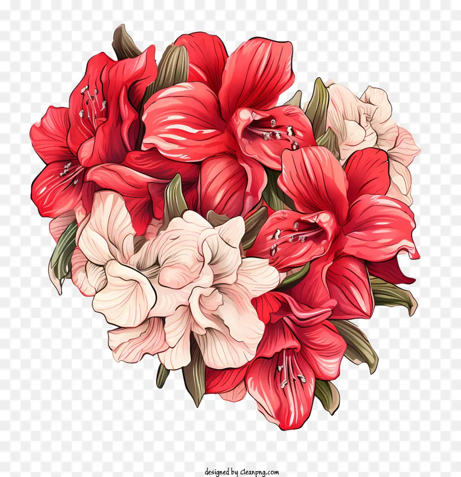 Fleur D'amaryllis，Fleurs Rouges Et Blanches PNG