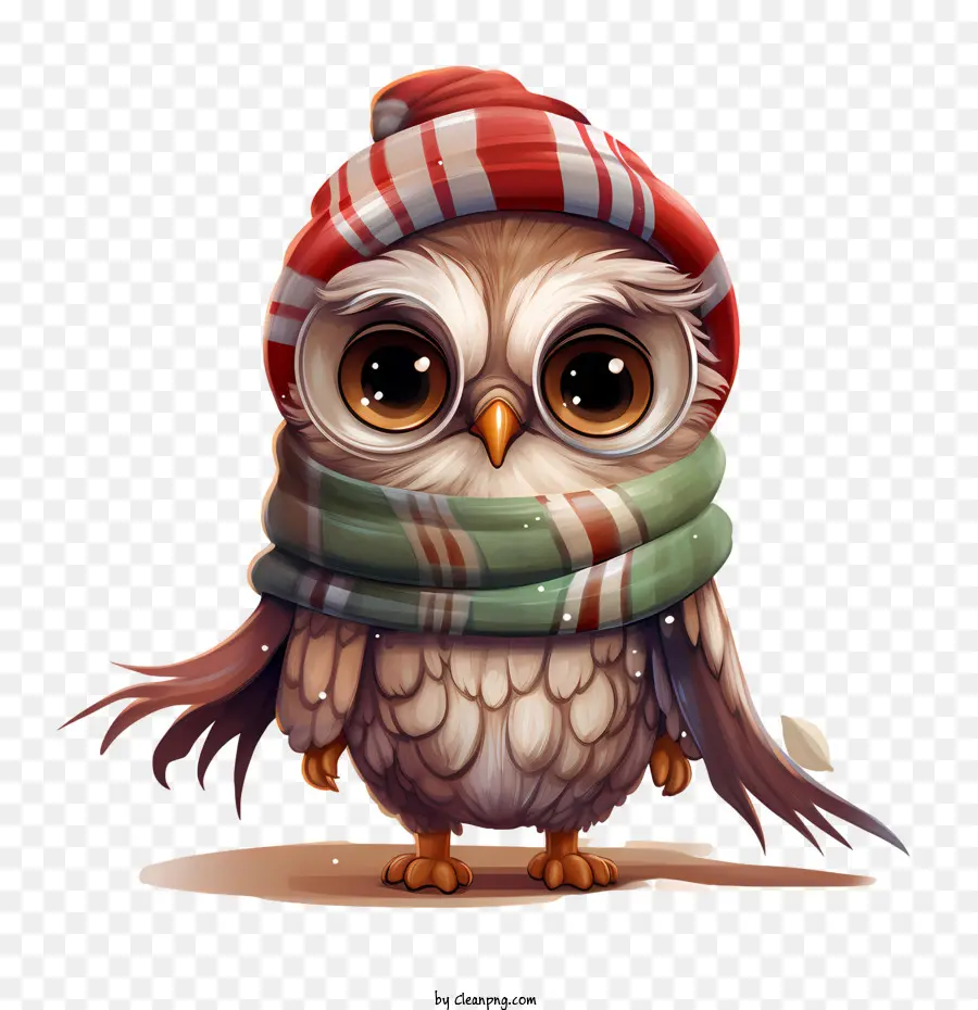 Chouette De Noël，Hibou Avec Chapeau Et écharpe PNG