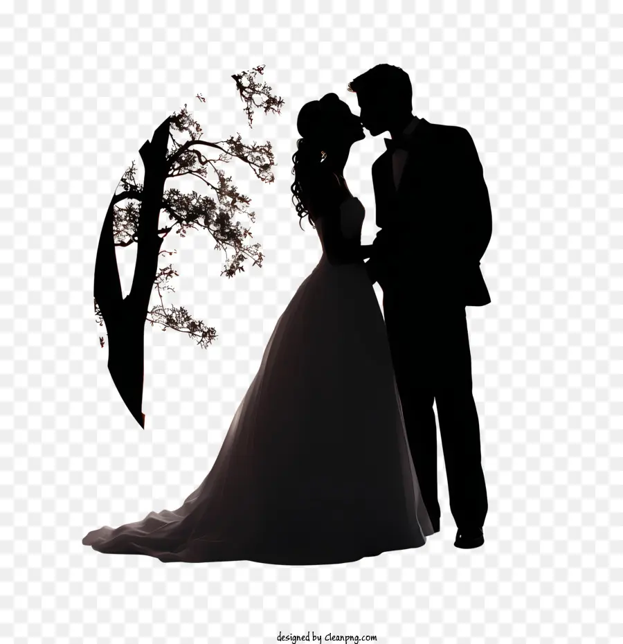 Silhouette De Couple De Mariage，Mariage PNG