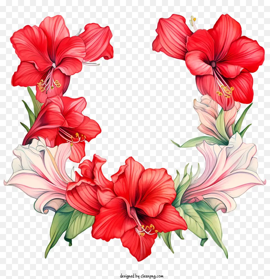 Fleur D'amaryllis，Fleur D'hibiscus Rouge PNG