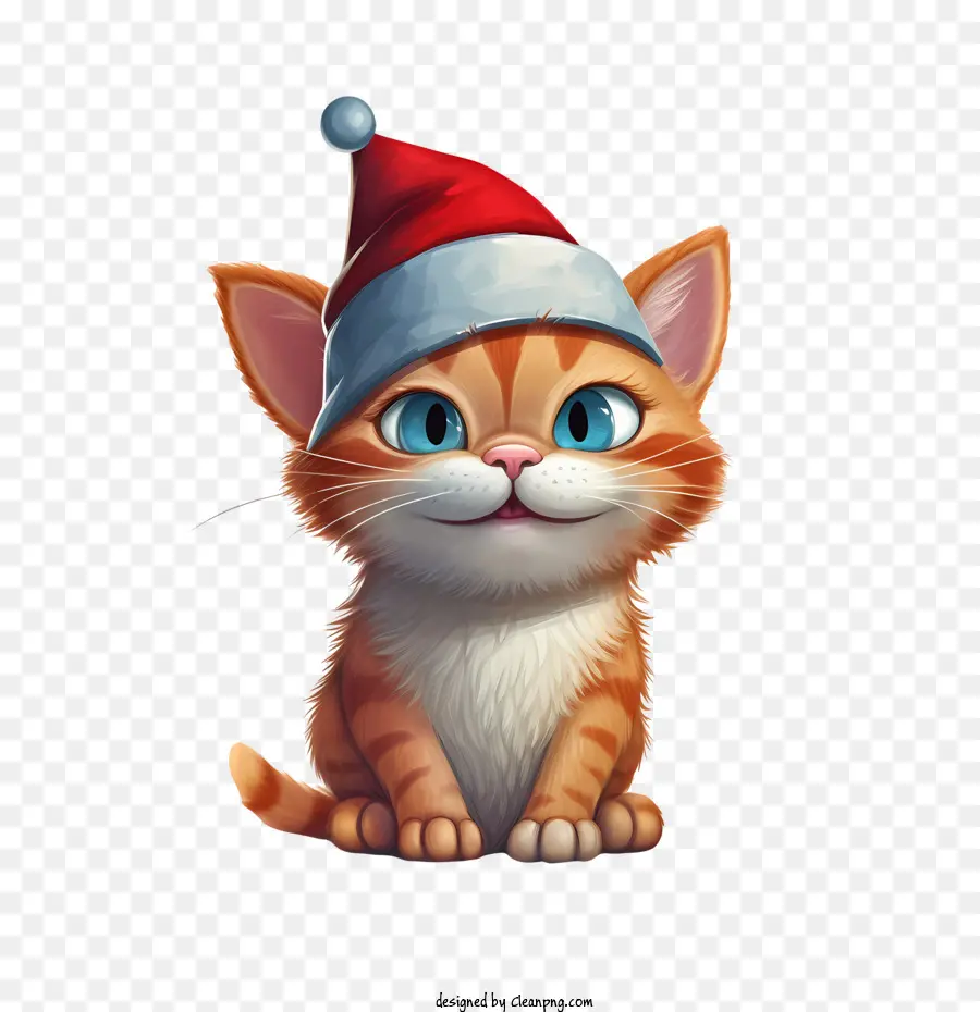 Chat De Noël，Chat Avec Chapeau PNG