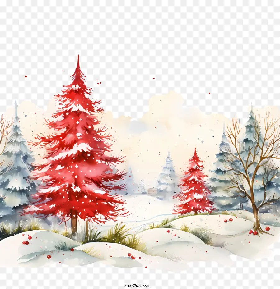 Jour De La Carte De Noël，Paysage D'hiver PNG